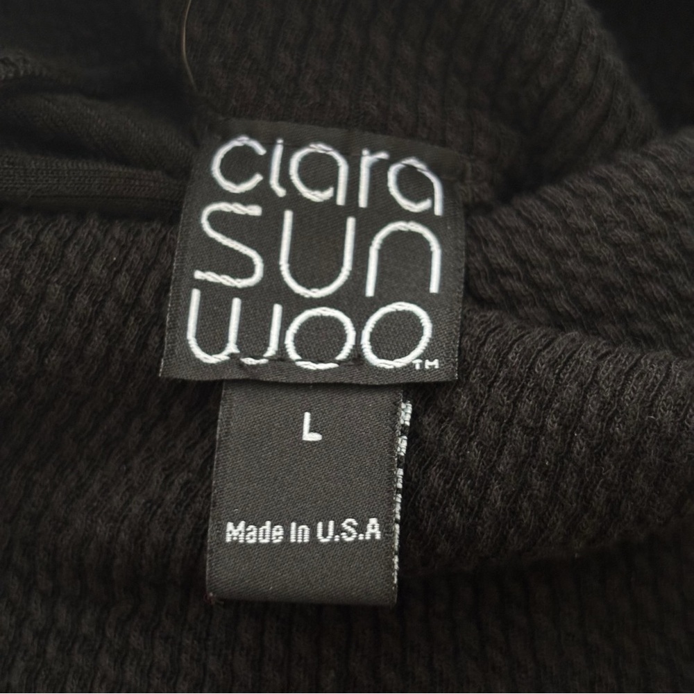Clara Sunwoo Black Ribbed Cowl Neck Tunic Top Large - Picture 5 of 7